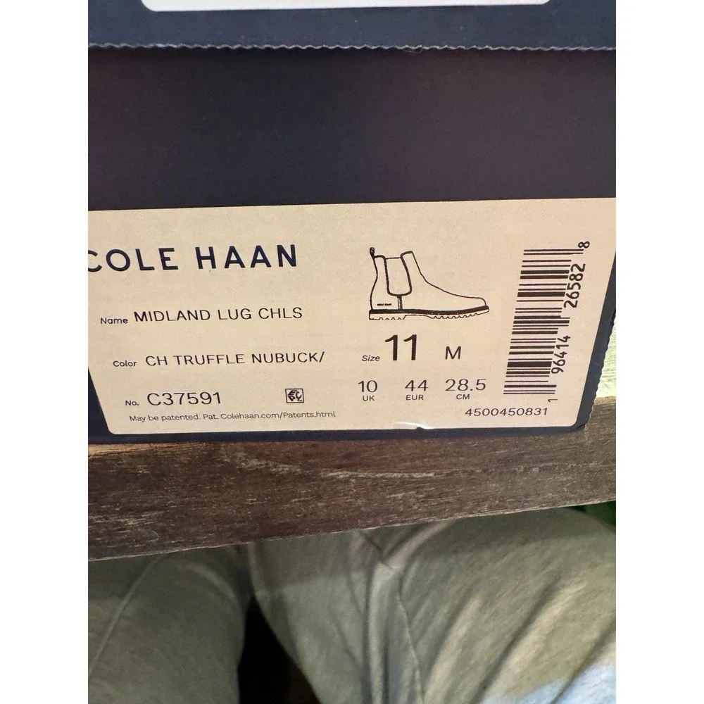 Cole Haan Mens Midland Lug Chelsea Boot Ch Truffle Nubuck Brown Leather Size 11